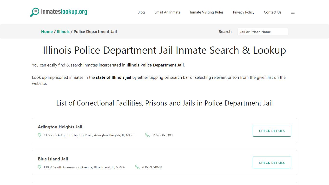 Illinois Police Department Jail Inmate Search & Lookup